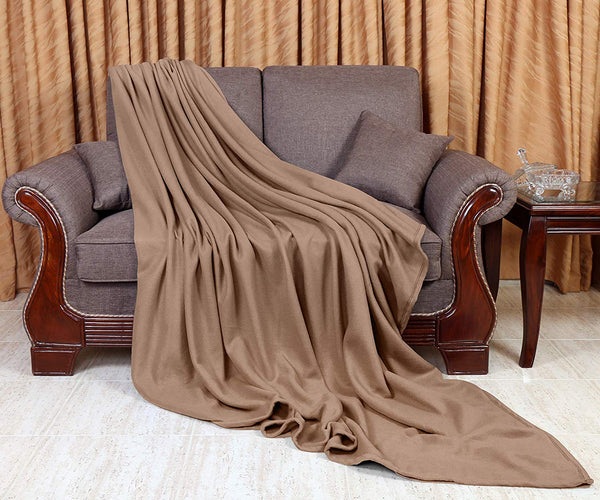Polar-Fleece Twin Thermal Blanket Tan- Extra Soft Brush Fabric, Super Warm, Lightweight & Easy Care, Couch (Camelot)
