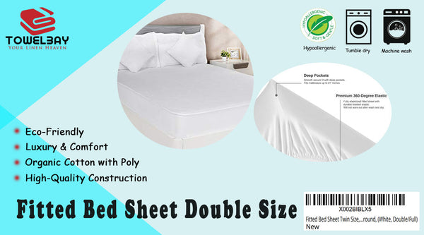 Imported Double Fitted Sheet- (54" X 80" X 14") - T250