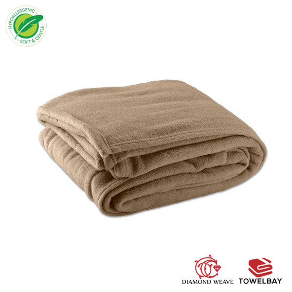 Copy of Polar-Fleece Queen Thermal Blanket Tan- Extra Soft Brush Fabric, Super Warm, Lightweight & Easy Care, Couch (Camelot)