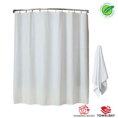 100% Polyester White Fabric Hookless Shower Curtains