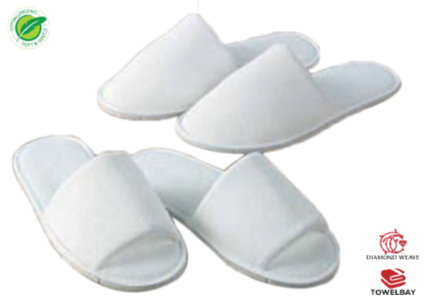 Velour White O - Toe Slippers