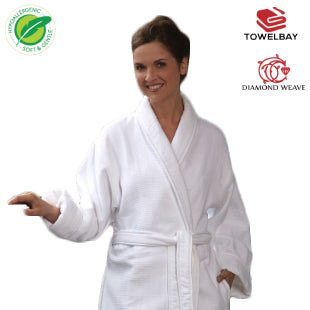 Velour White Kimono Style Bath Robe