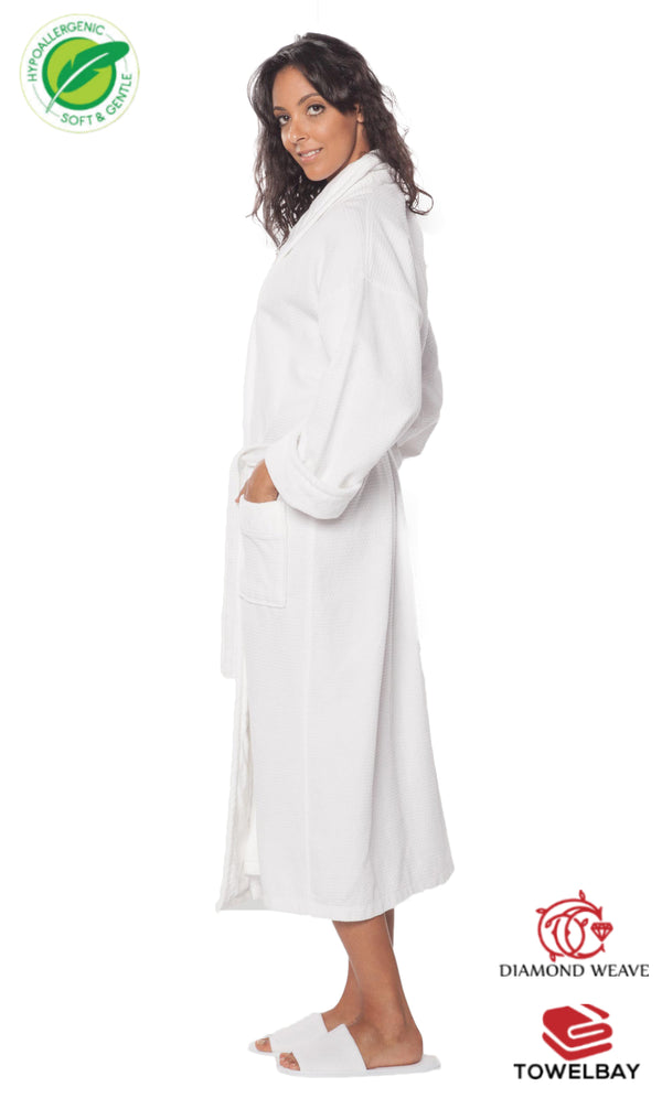 Velour White Kimono Style Bath Robe